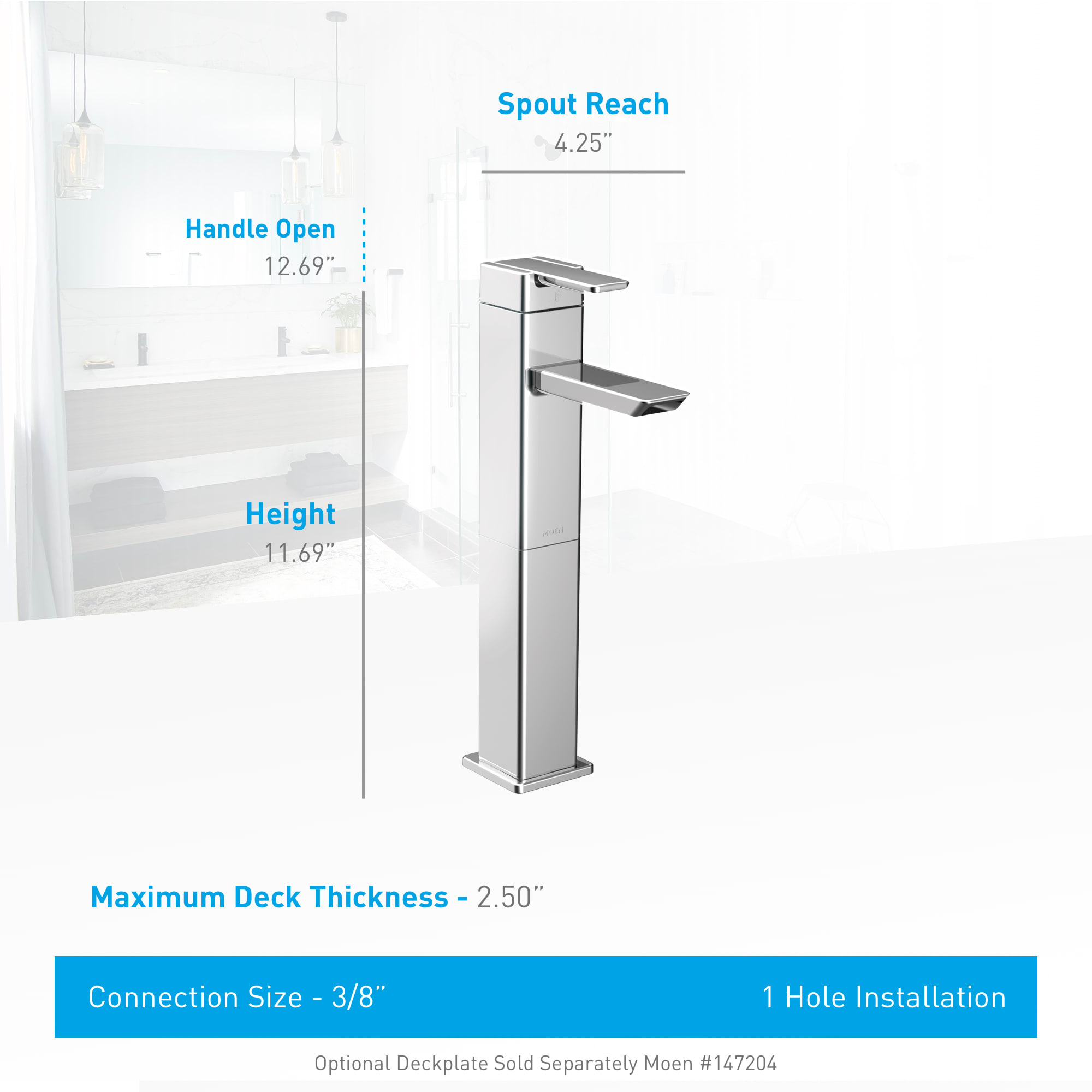 Moen S6711 Chrome Single Handle Vessel Bathroom Faucet from the 90