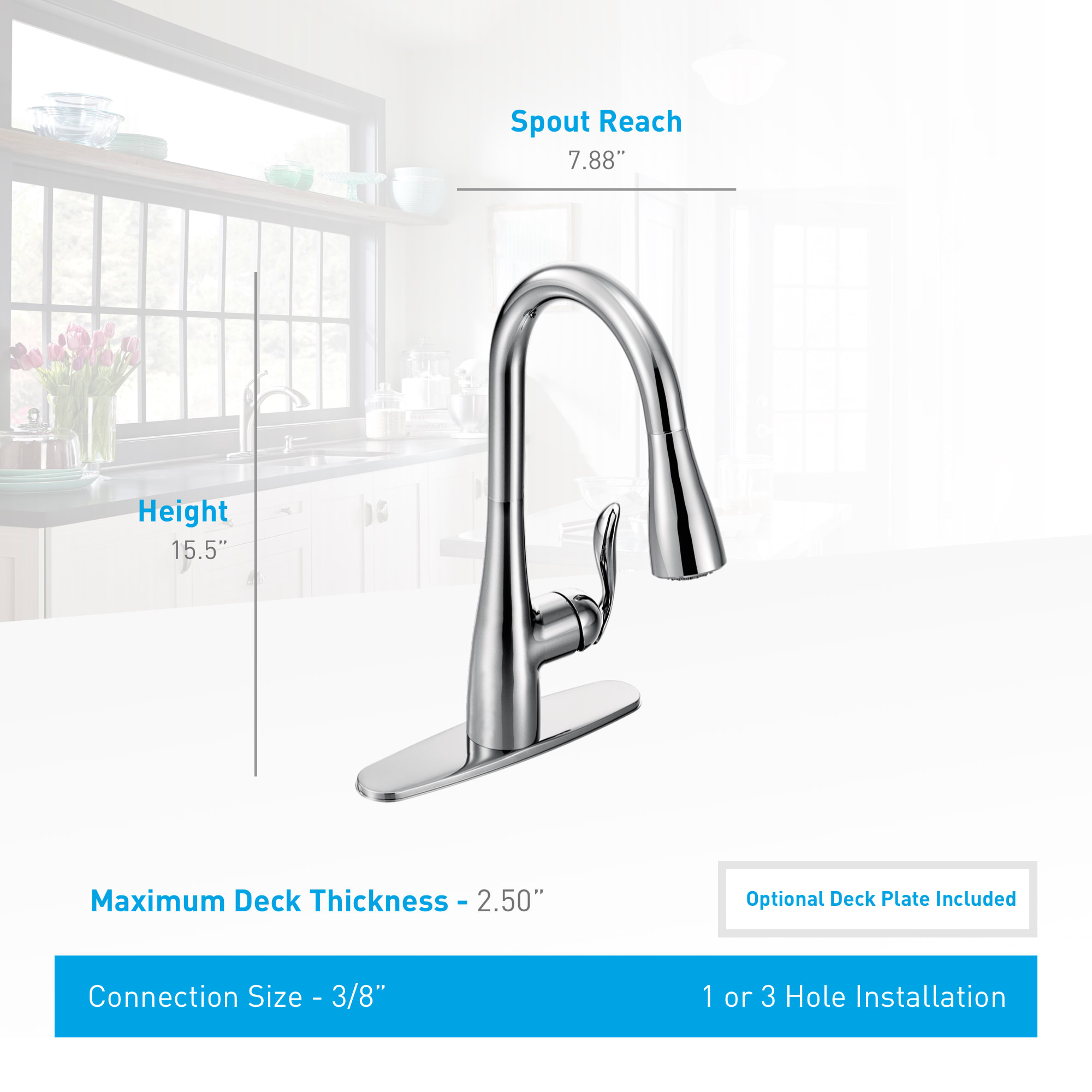 MOEN 7594SRS Arbor Single-Handle Pull-Down Kitchen Faucet in Resist Stainless 