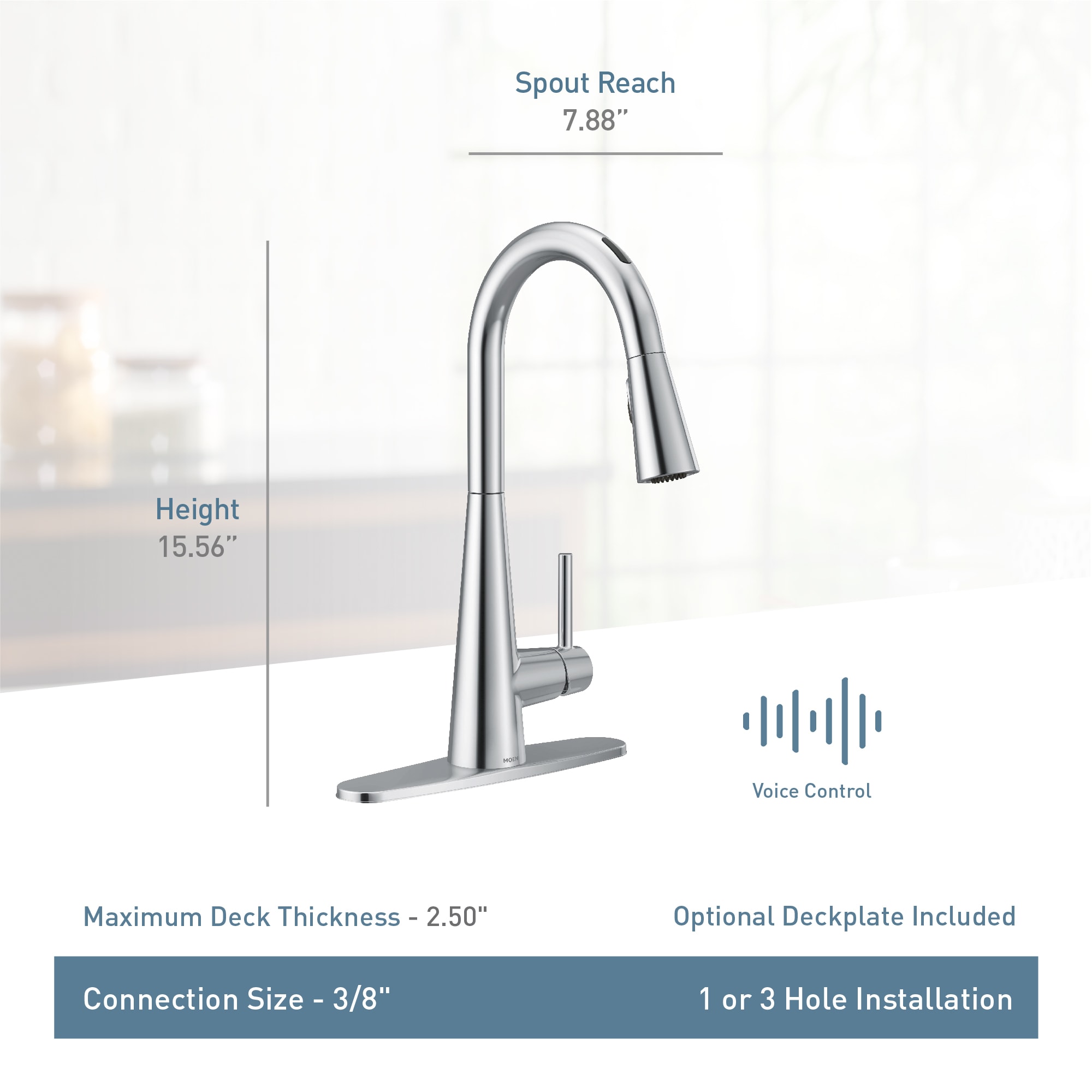 Moen 7864EVC Chrome U by Moen Sleek 1.5 GPM Single Hole Pull Down
