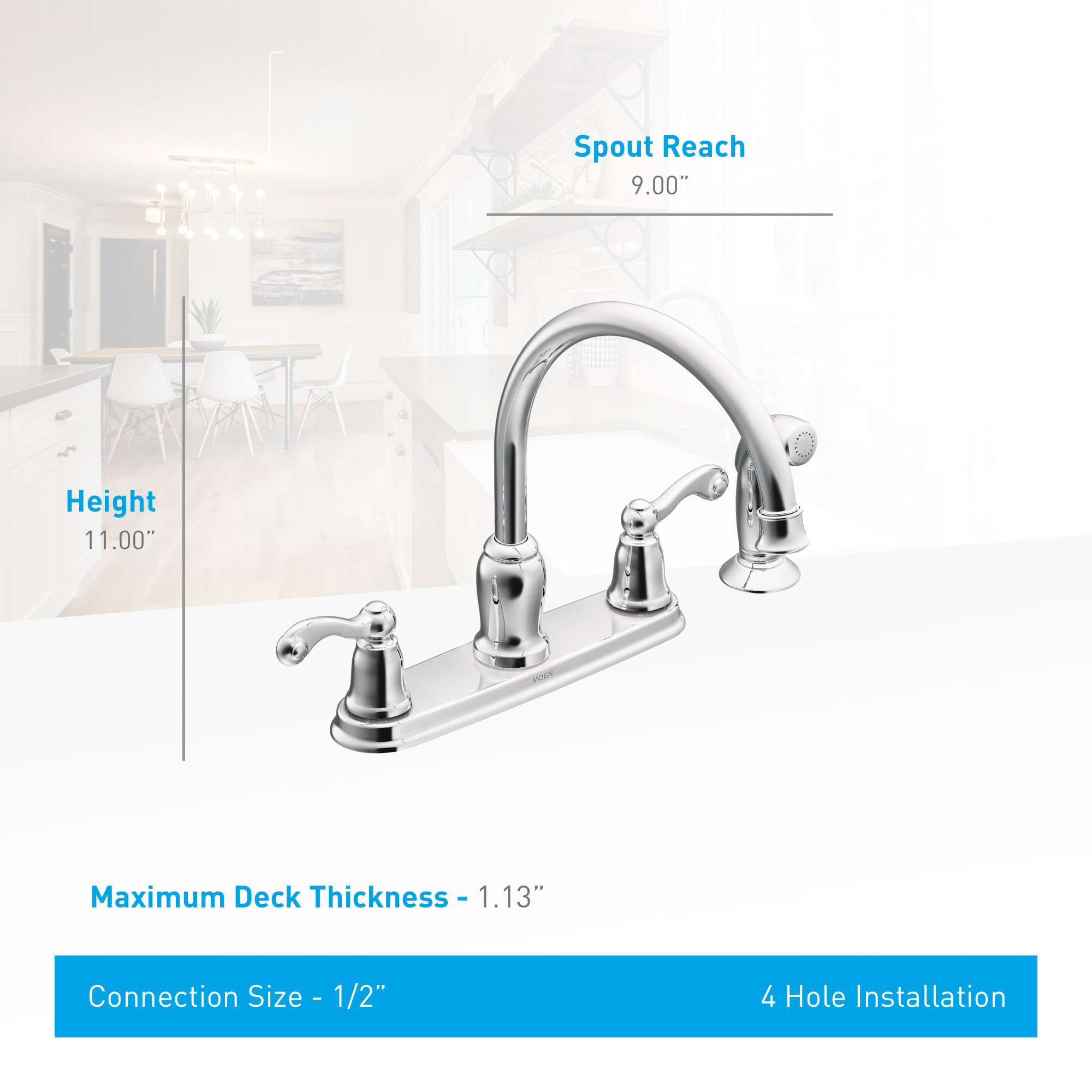 Moen CA87004CSL Classic Stainless HighArc Kitchen Faucet with Side