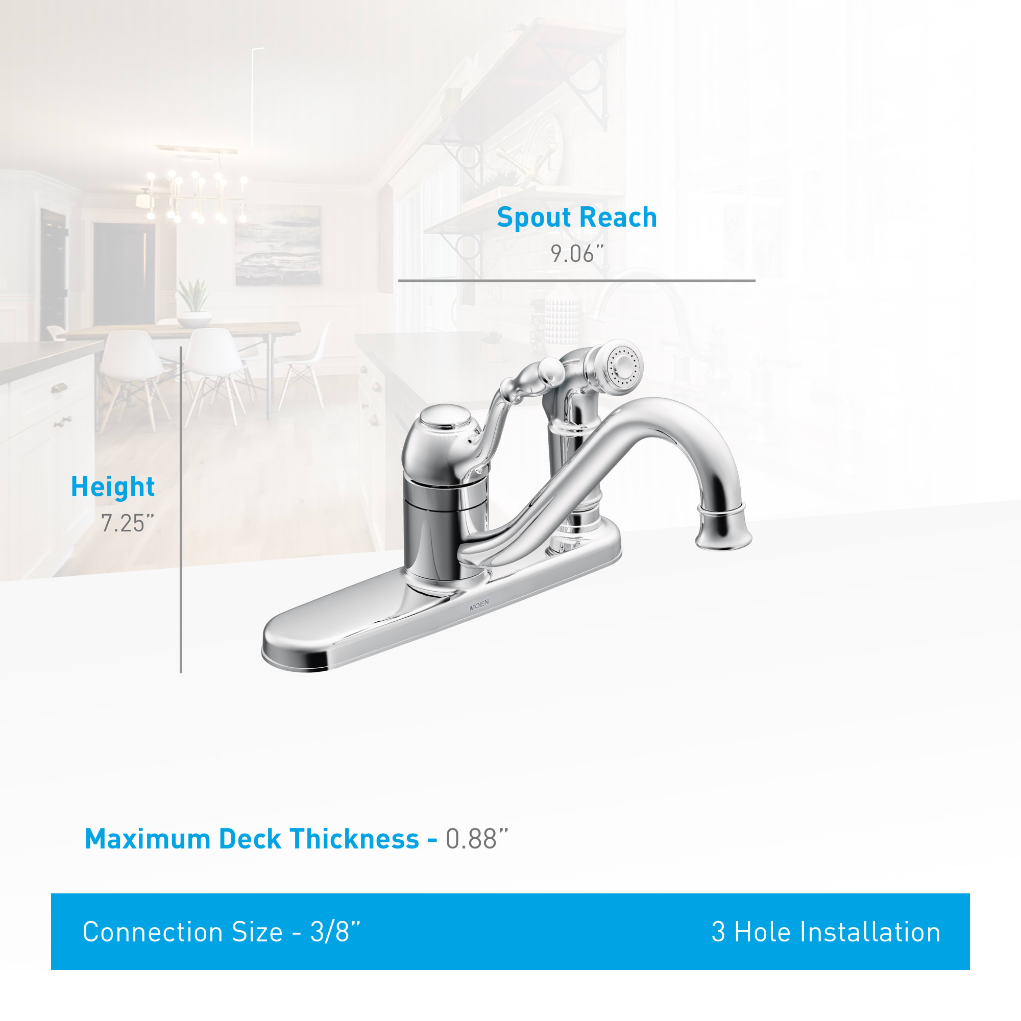 Moen CA87019 Lindley Kitchen Faucet with Side Spray