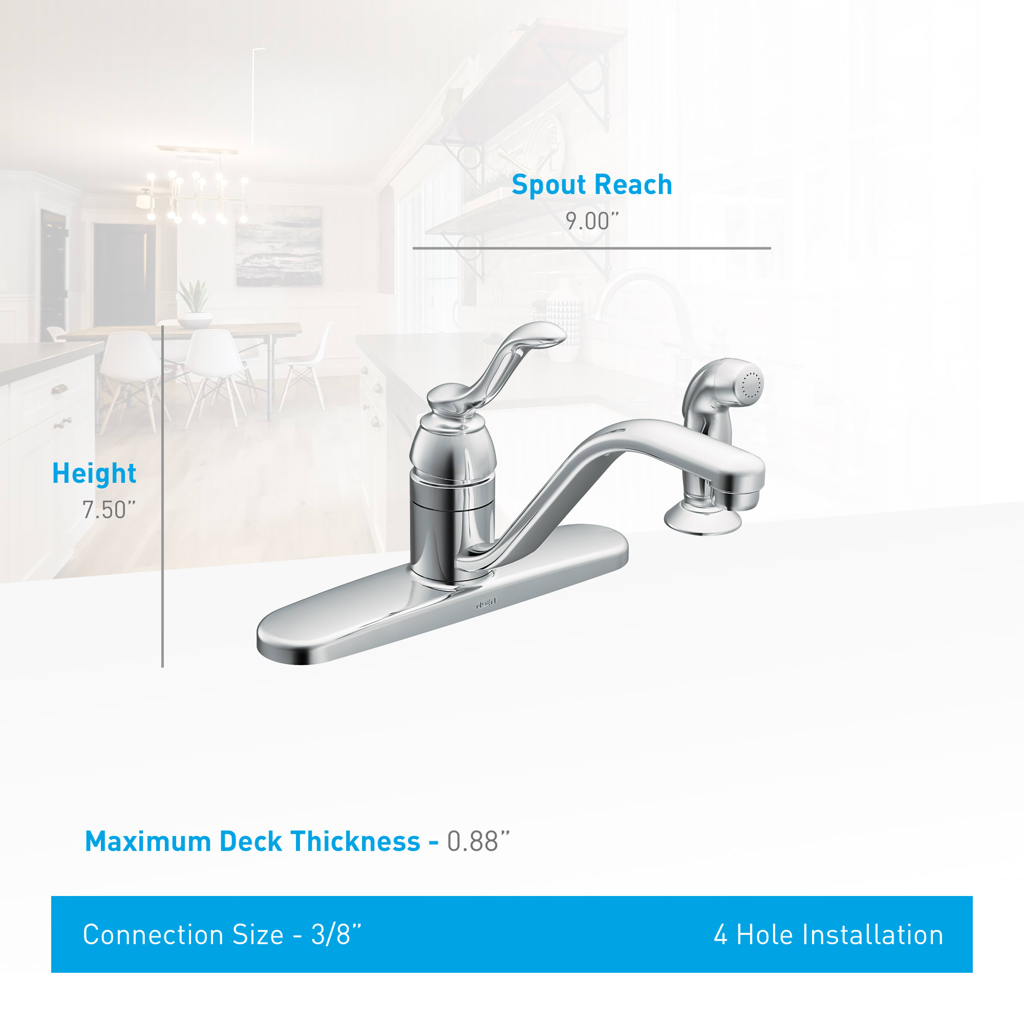 Moen Ca87528 Chrome Banbury Kitchen Faucet With Side Spray