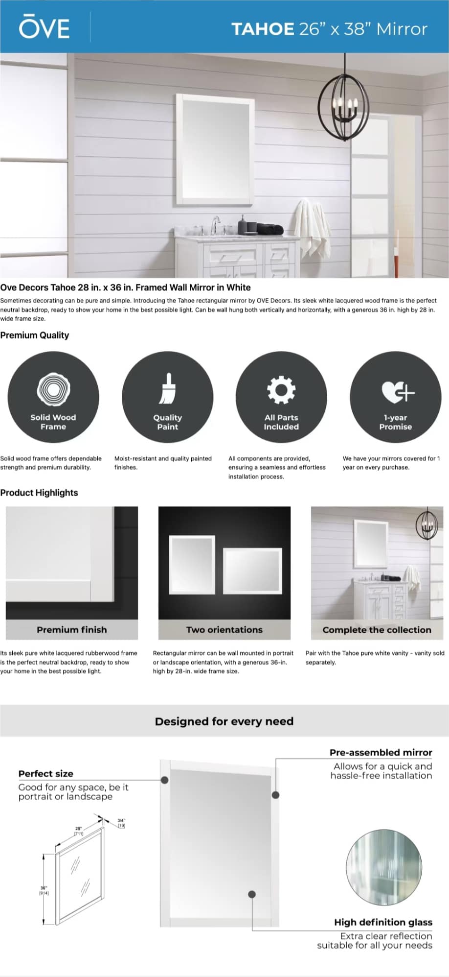 Ove Decors 28 x 36 Mirror Details