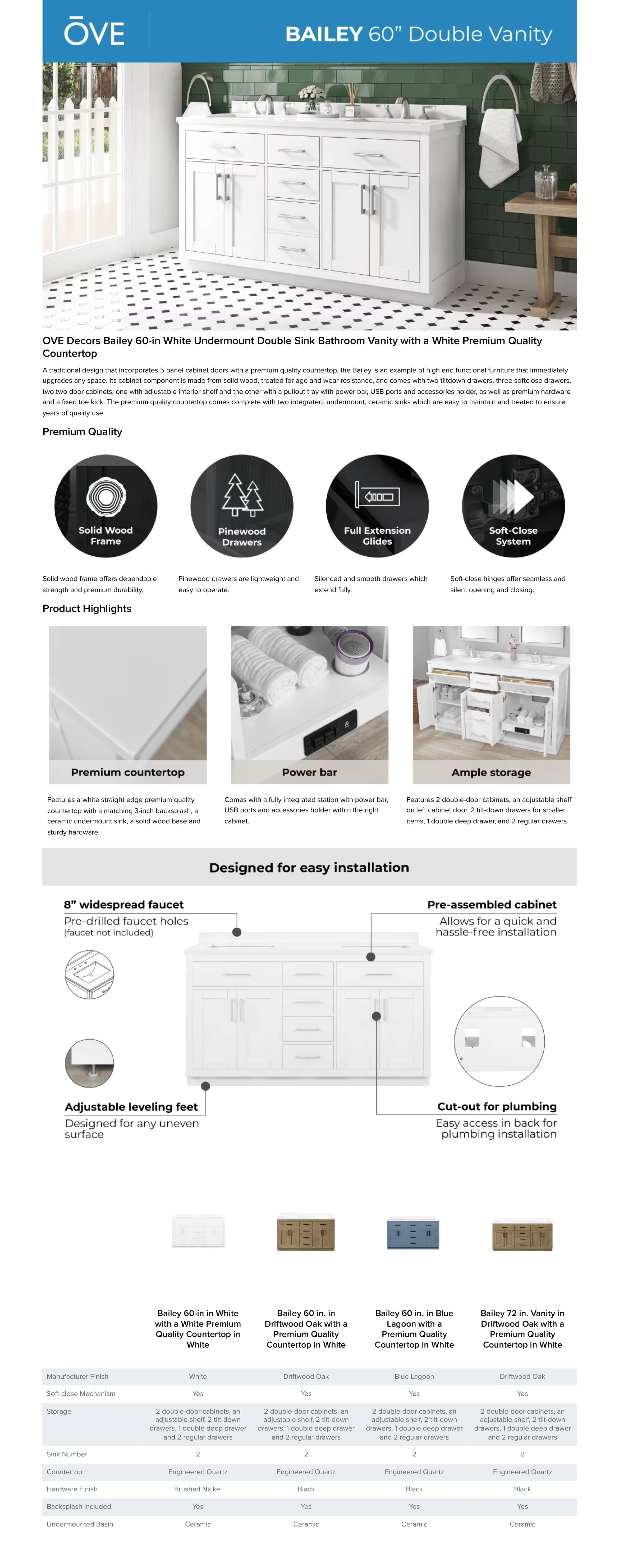 Ove Decors Double Vanity Details