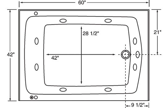 PROFLO 72 x 42 Alcove 8 Jet Whirlpool Bath Tub with Skirt and Left Hand  Pump