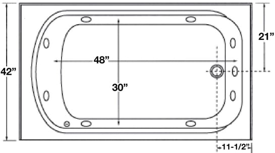 PROFLO 72 x 42 Alcove 8 Jet Whirlpool Bath Tub with Skirt and Left Hand  Pump - Royal Bath Place