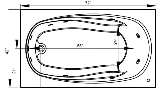 PROFLO 72 x 42 Alcove 8 Jet Whirlpool Bath Tub with Skirt and Left Hand  Pump