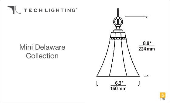 Tech Lighting 600MPMDLWWZ Mini Delaware 1 Light Pendant with White ...