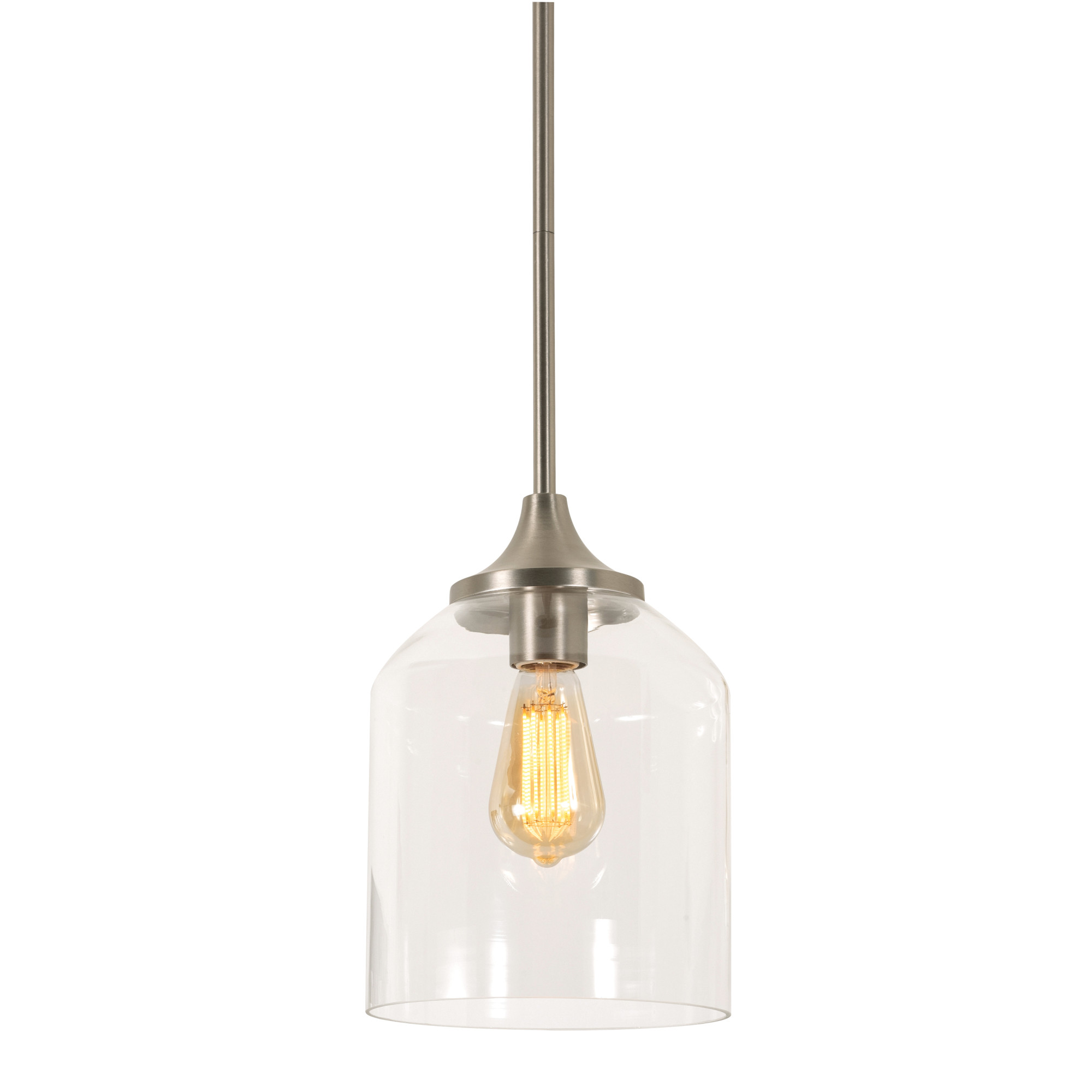 Photos - Chandelier / Lamp AFX WMMP08MB William 8" Wide Mini Pendant with Clear Glass Shade Satin Nickel Indoor Lighting Pendants WMMP08MBSN 