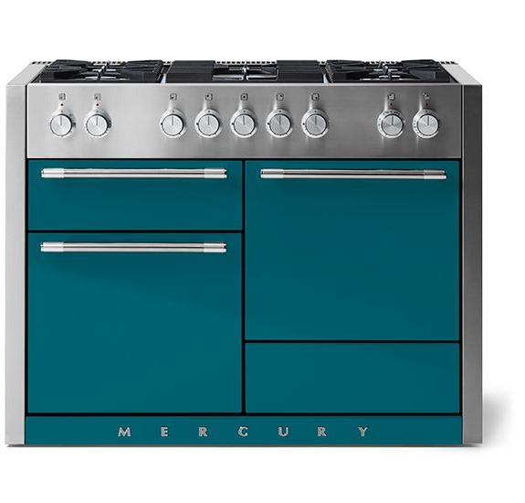 Photos - Cooker AGA AMC48DF Mercury Series 48 Inch Wide 6 Cu. Ft. Slide In Dual Fuel Range with Glide Out Broiler System™ Salcombe Blue Cook 