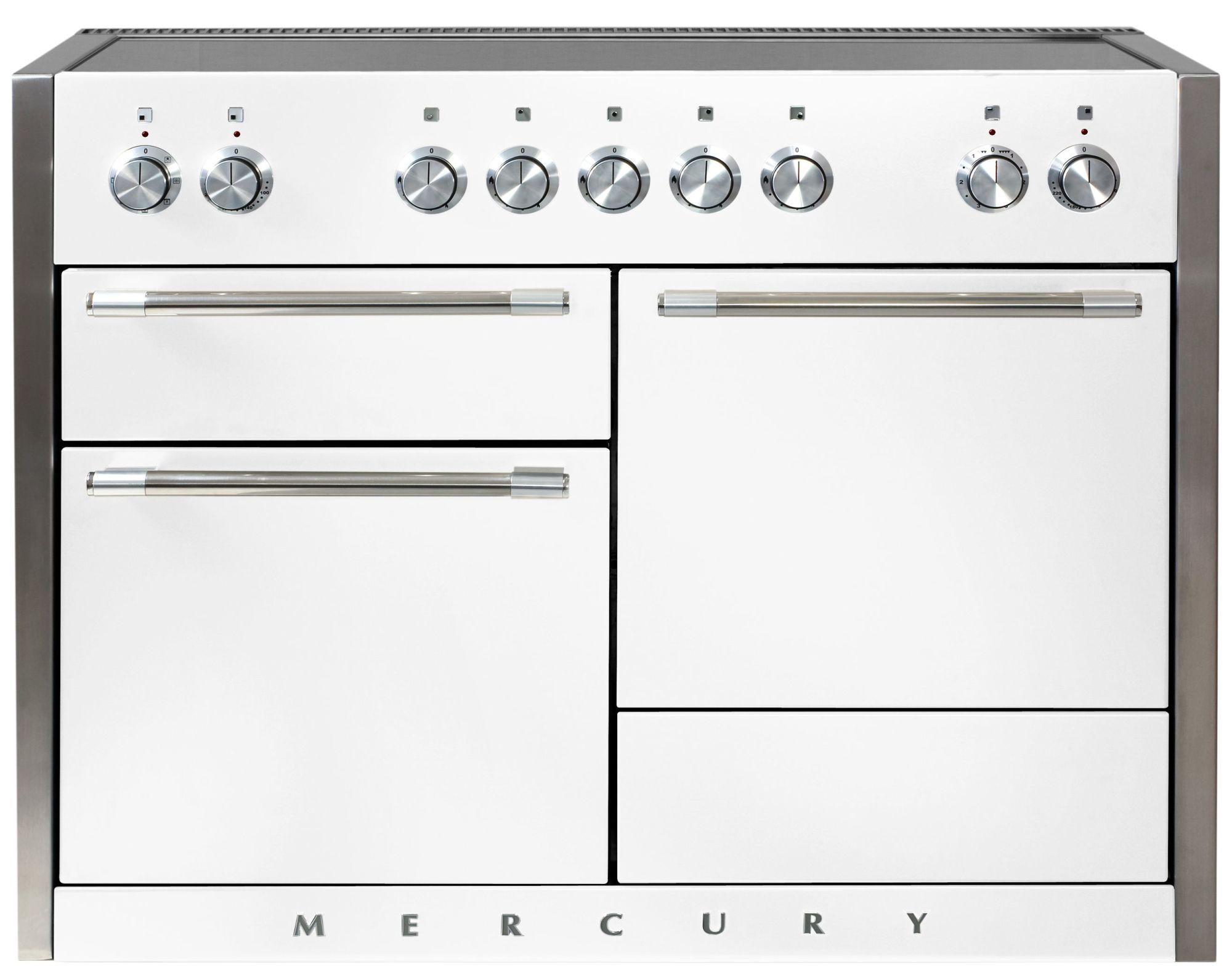 Photos - Cooker AGA AMC48IN Mercury Series 48 Inch Wide 6 Cu. Ft. Slide In Induction Range with Glide Out Broiler System™ White Cooking Appl 