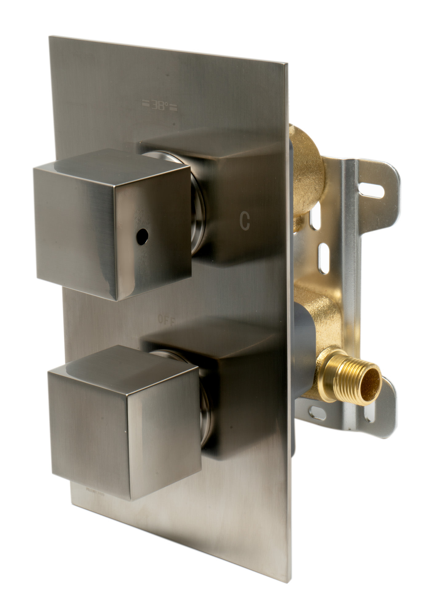 Photos - Shower System Alfi brand AB2601 Single Function Thermostatic Valve Trim Only with Double Knob Handle Brushed Nickel Showers Valve Trim Onl 
