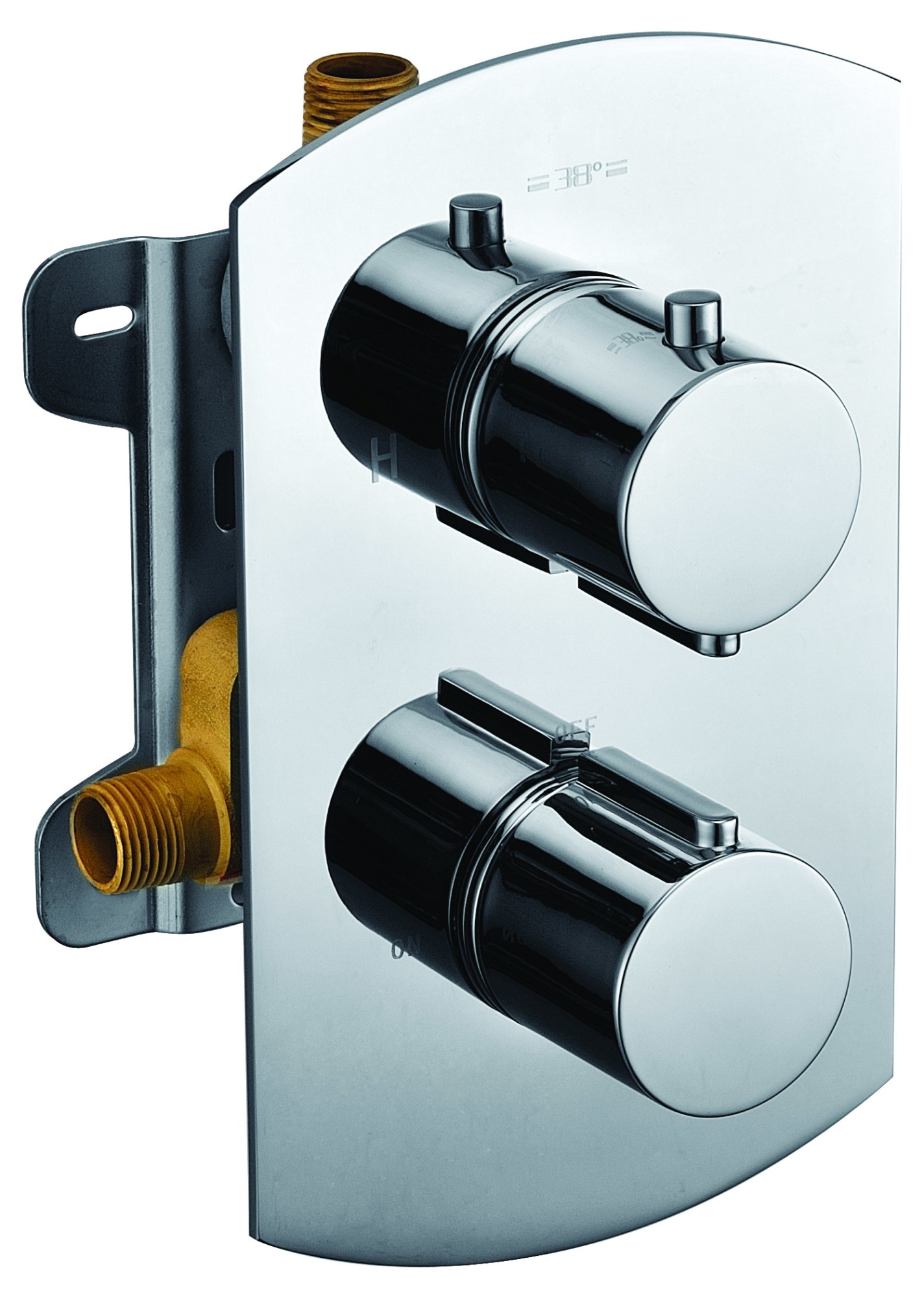 Photos - Shower System Alfi brand AB3809 Single Function Thermostatic Valve Trim Only with Double Knob Handle Polished Chrome Showers Valve Trim On 
