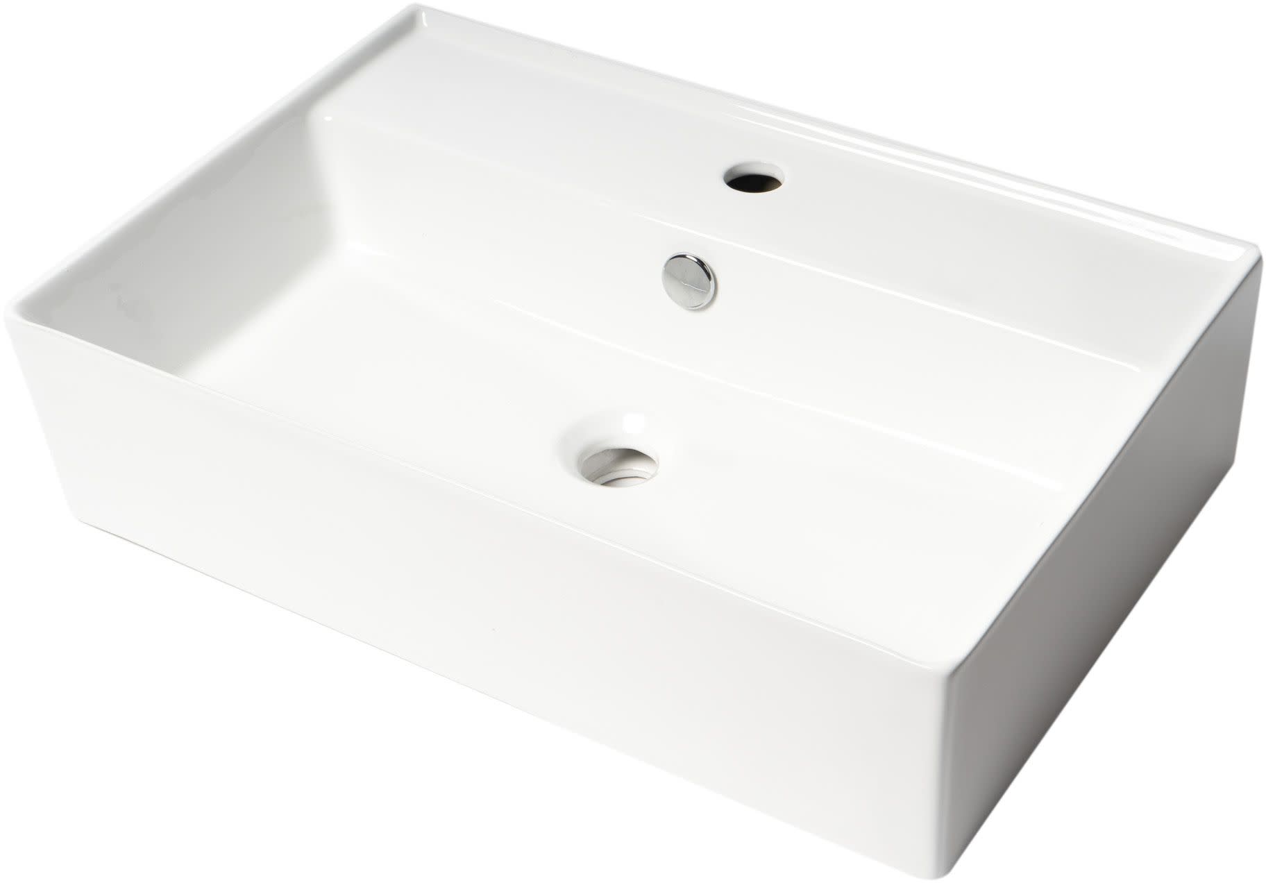 Photos - Bathroom Sink Alfi brand ABC901 23-3/8" Rectangular Porcelain Vessel  with Overflow and 1 Faucet Holes at 0" Centers White Si 