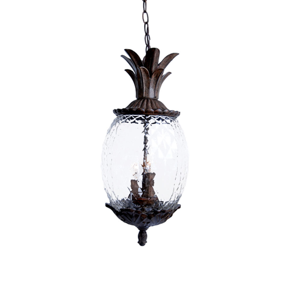 Photos - Floodlight / Street Light Coral Acclaim Lighting 7516 Lanai 3 Light 21" Height Outdoor Pineapple Pendant Black  Outdoor Lighting Pendants 7516BC 