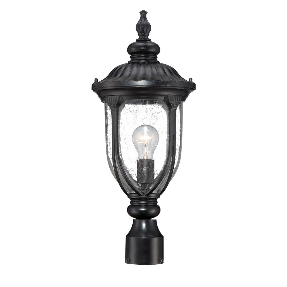 Photos - Floodlight / Street Light Acclaim Lighting 2217 Laurens 1 Light Outdoor Post Light with Seedy Glass Shade Matte Black Outdoor Lighting Post Lights Pos