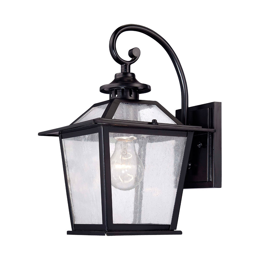 Photos - Floodlight / Street Light Clear Acclaim Lighting 9702 Salem 1 Light Outdoor Wall Sconce with  Seeded Glass Matte Black Outdoor Lighting Wall Sconces 97 