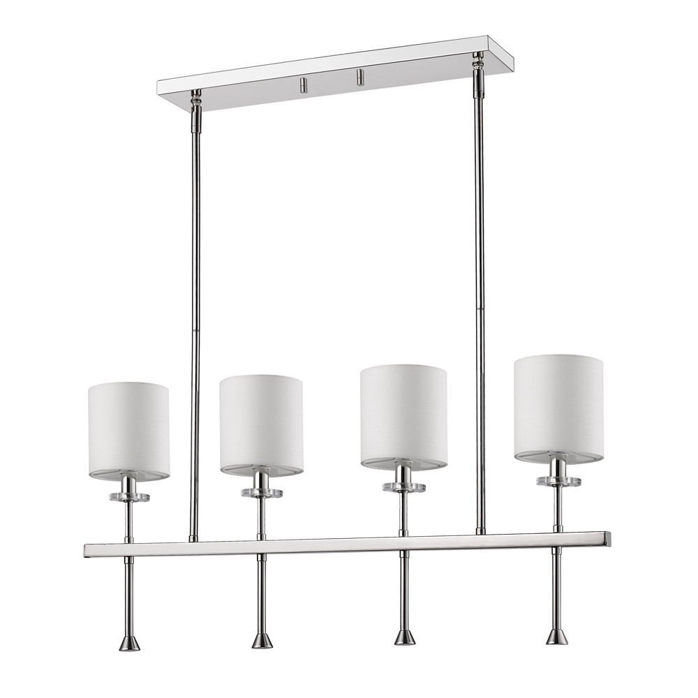 Photos - Chandelier / Lamp Acclaim Lighting IN21042 Kara 4 Light 32" Wide Single Tier Chandelier with White Fabric Shades and Crystal Accents Polished