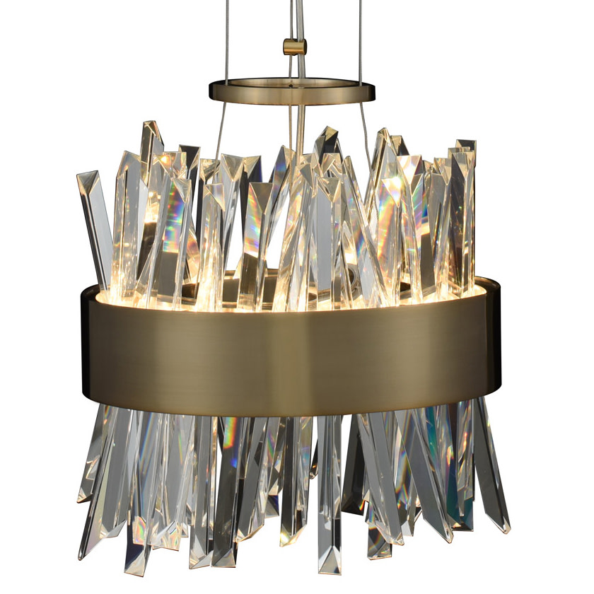 Photos - Chandelier / Lamp Allegri 030210 Glacier 2 Light 10" Wide LED Pendant Brushed Champagne Gold Indoor Lighting Pendants 030210-038 