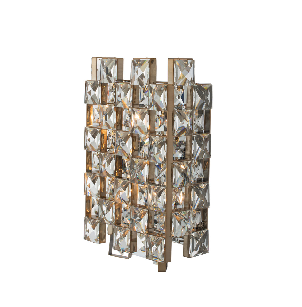 Photos - Chandelier / Lamp Allegri 036621-FR001 Piazze 3 Light 14" Tall Wall Sconce Brushed Champagne Gold Indoor Lighting Wall Sconces 036621-038-FR00 