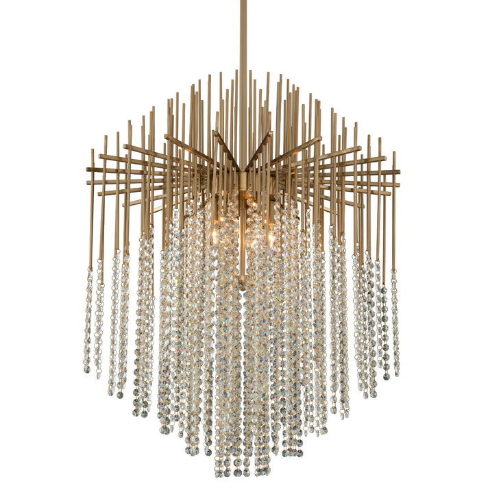 Photos - Chandelier / Lamp Allegri 037655-FR001 Estrella 6 Light 26" Wide Crystal Pendant Brushed Champagne Gold Indoor Lighting Pendants 037655-038-FR 