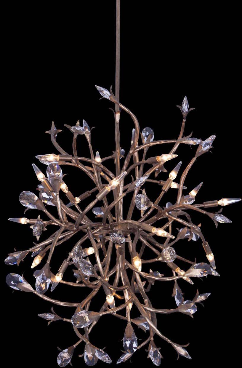 Photos - Chandelier / Lamp Allegri 041450-FR001 Fiore 16 Light 34" Wide Crystal Abstract Chandelier Pearlized Antique Brass Indoor Lighting Chandeliers 