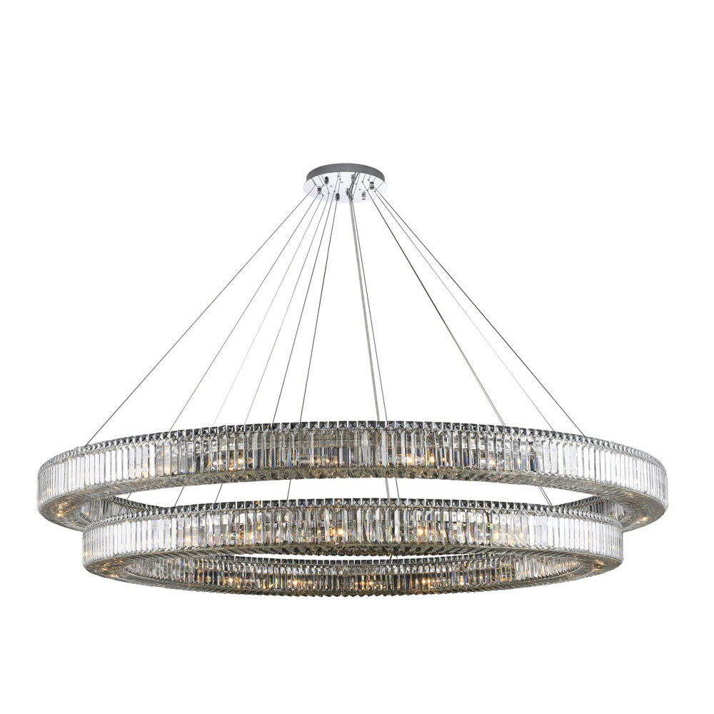 Photos - Chandelier / Lamp Allegri 11722 Rondelle 44 Light 84" Wide Crystal Ring Chandelier Polished Chrome / Clear Firenze Indoor Lighting Chandeliers 