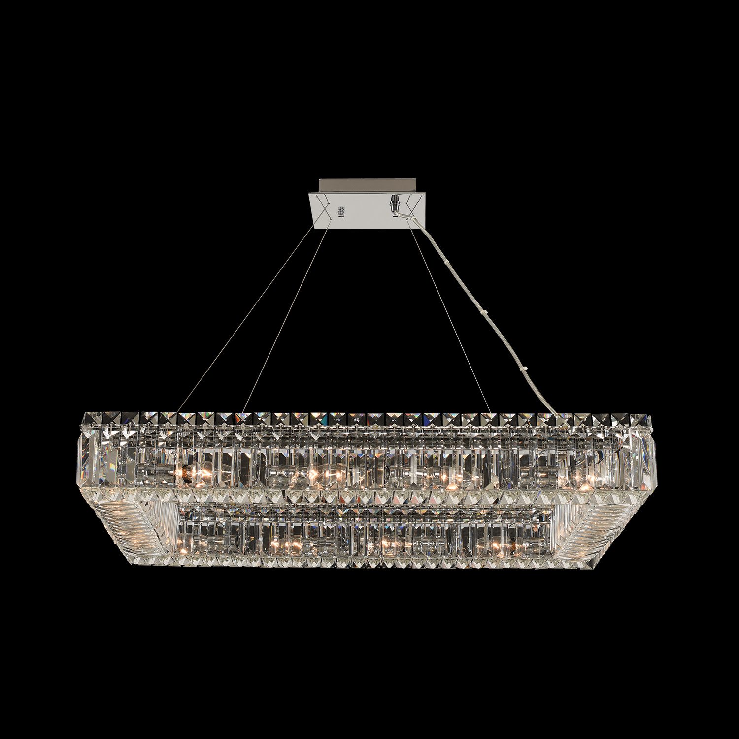 Photos - Chandelier / Lamp Allegri 11831-FR001 Baguette 29" Wide Square Chandelier with Firenze Crystal Chrome Indoor Lighting Chandeliers 11831-010-FR 