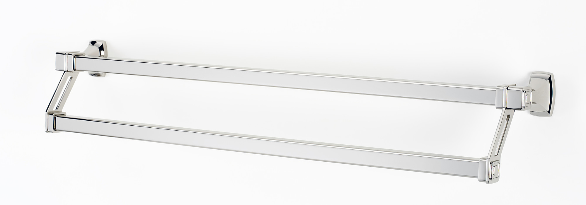 Photos - Towel Holder Alno A6525-25 Cube 25" Wide Double Rod Solid Brass Bathroom Towel Bar Polished Nickel Bathroom Hardware and Accessories Bath