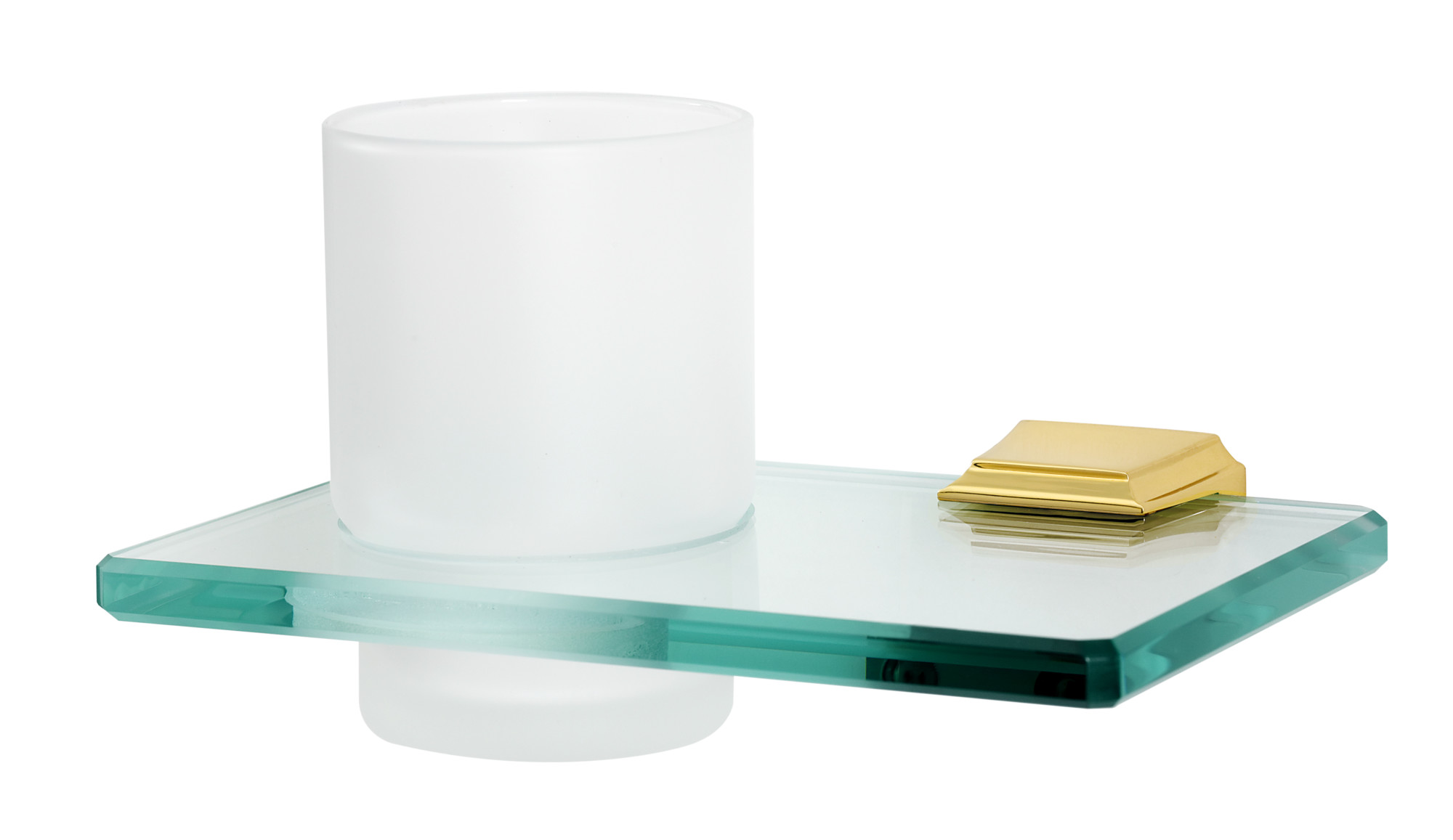 Photos - Toothbrush Holder A&D Alno A7970 Geometric Wall Mounted Frosted Glass Tumbler with Brass Mounting Bracket and Glass Shelf Unlacquered Brass Bathro 