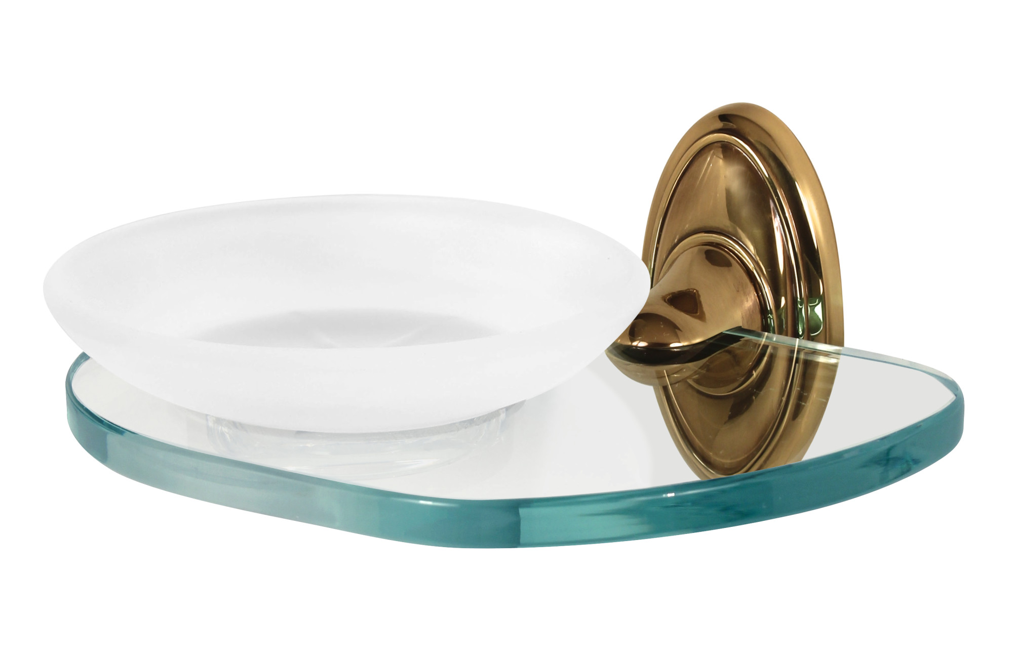 Photos - Soap Holder / Dispenser A&D Alno A8030 Classic Traditional Wall Mounted Frosted Glass Soap Dish with Brass Bracket and Glass Shelf Polished Antique Bath 