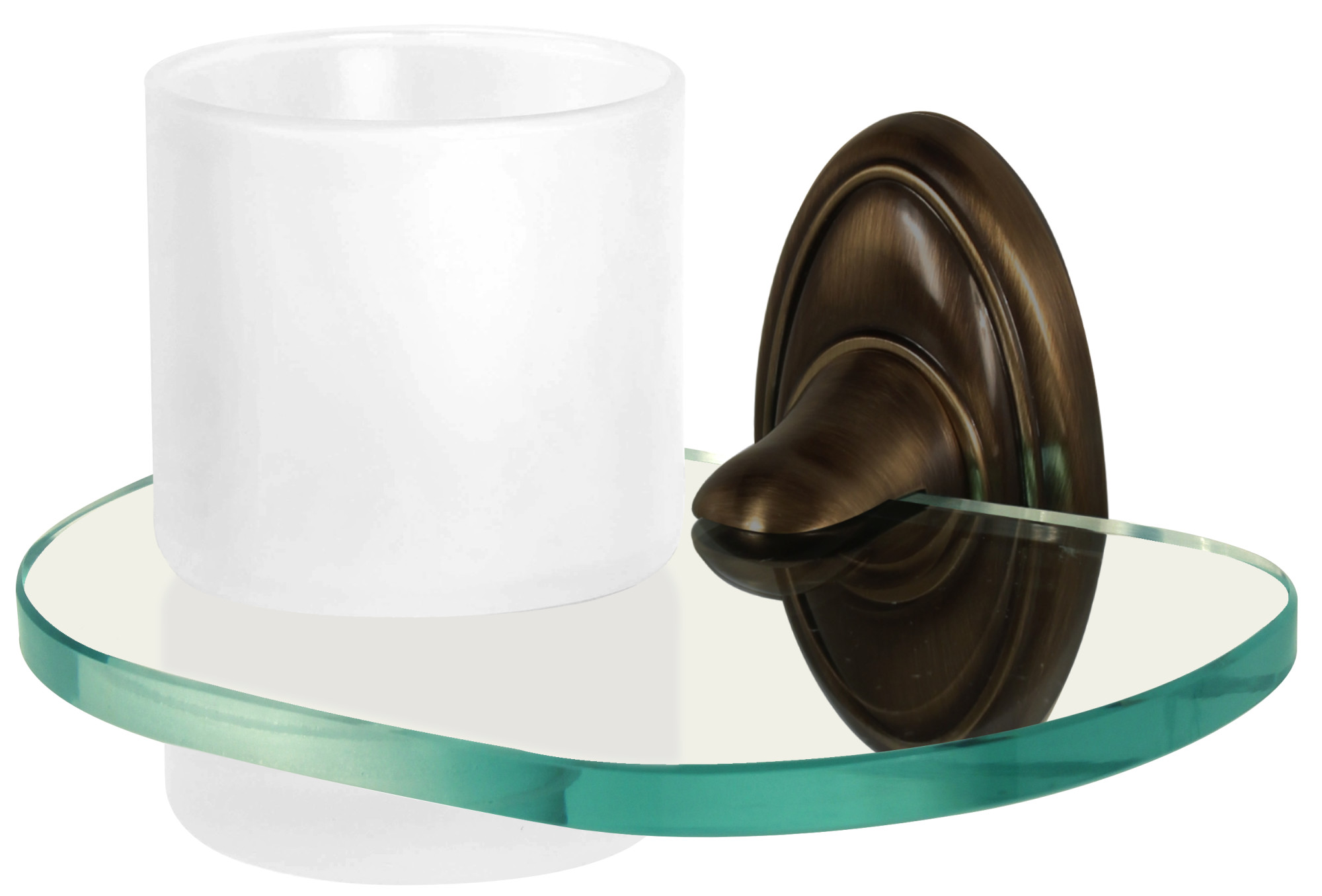Photos - Toothbrush Holder Wide Alno A8070 Classic 4-1/2"  Frosted Glass Bathroom Wall Tumbler with Solid Brass Mount Bracket and Glass Shelf Antique En 