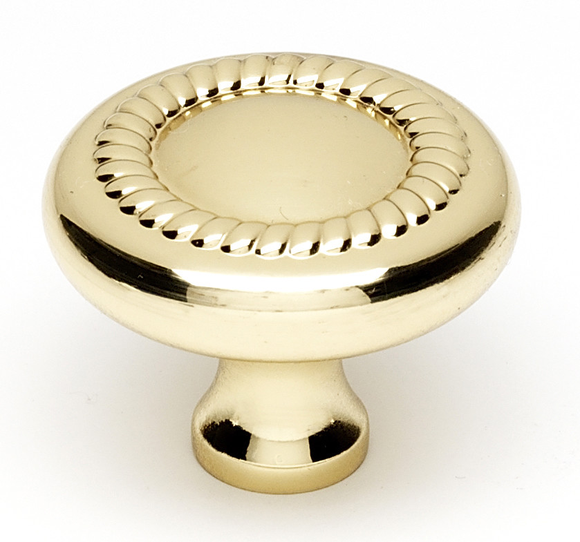 Photos - Furniture Hardware Round Alno A812-38 Rope 1-1/2"  Traditional Solid Brass Mushroom Cabinet Knob / Drawer Knob Unlacquered Brass Cabinet Hardwar 