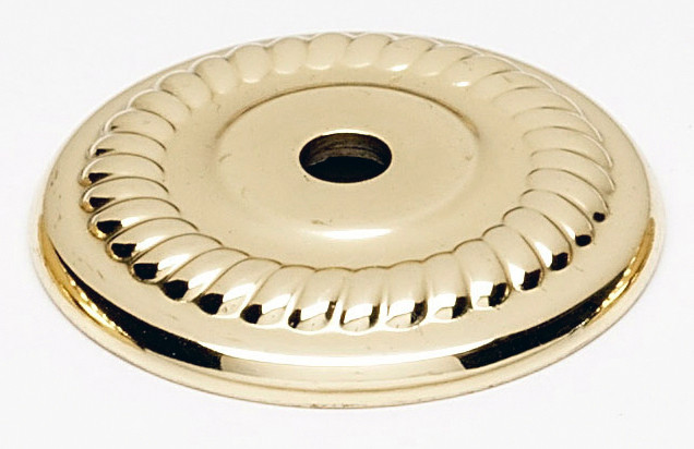Photos - Furniture Hardware Inch Alno A813-14P Rope 1-1/4  Diameter Cabinet Knob Backplate Unlacquered Brass Cabinet Hardware Cabinet Hardware Backplates 