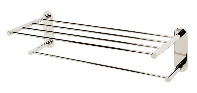 Photos - Towel Holder Inch Alno A8326-24 Contemporary I 24  Wide Towel Rack with Bottom Towel Bar Polished Nickel Bathroom Hardware and Accessories 