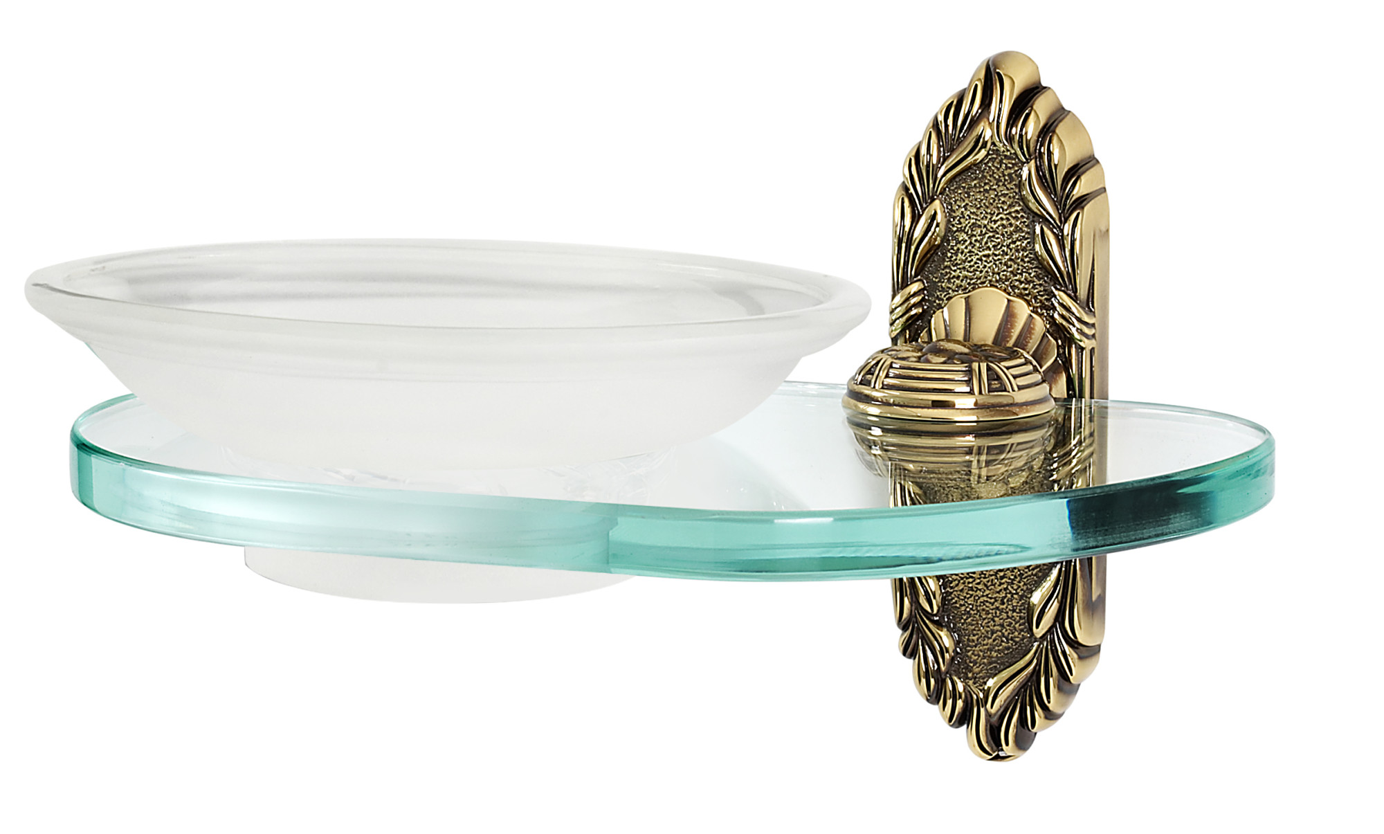 Photos - Soap Holder / Dispenser SOLID Alno A8530 Ribbon & Reed 4-1/2" W Floating Frosted Glass Bathroom Soap Dish with  Brass Bracket and Shelf Polished Anti 