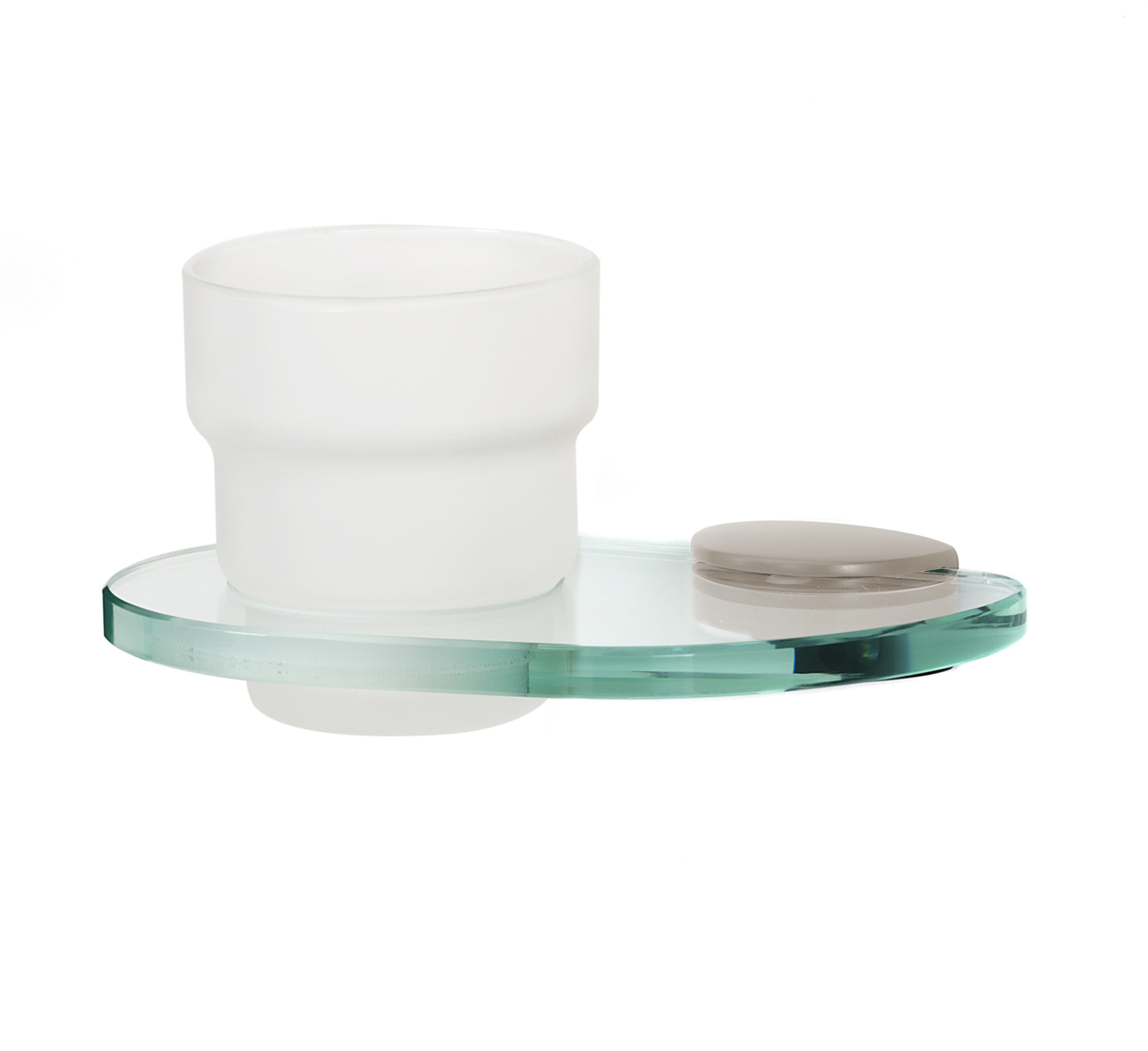 Photos - Toothbrush Holder Wide Alno A8970 Euro 7"  Floating Frosted Glass Bathroom Cup Tumbler with Brass Mount Bracket and Glass Shelf Satin Nickel Ba 