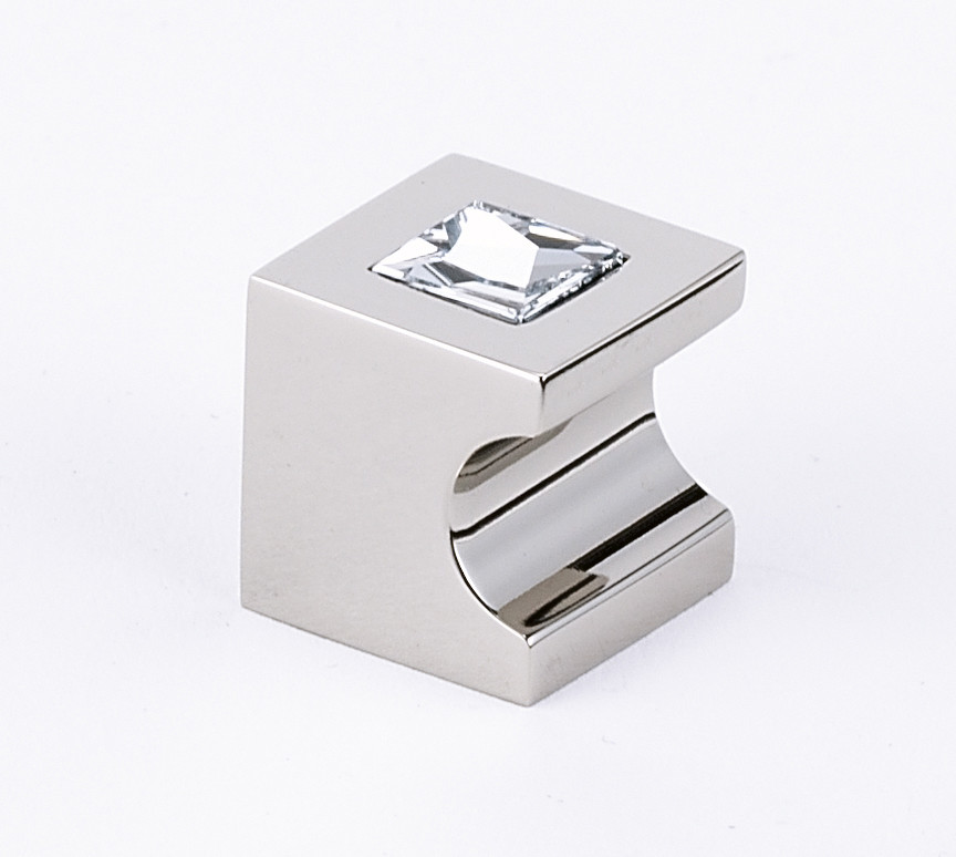 Photos - Furniture Hardware Whistle Alno C853-34 Contemporary 3/4" Square  Style Block Solid Brass Cabinet Knob with Finger Recess and Swarovski Crystal 