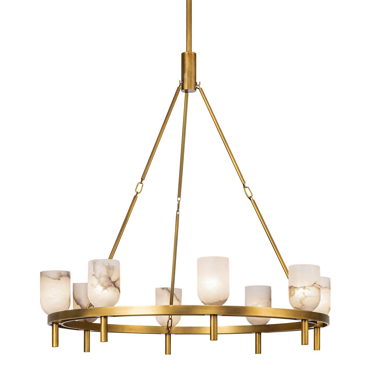 Photos - Chandelier / Lamp Alora Lighting CH338836 Lucian 8 Light 37" Wide Ring Chandelier Vintage Brass / Alabaster Indoor Lighting Chandeliers CH3388