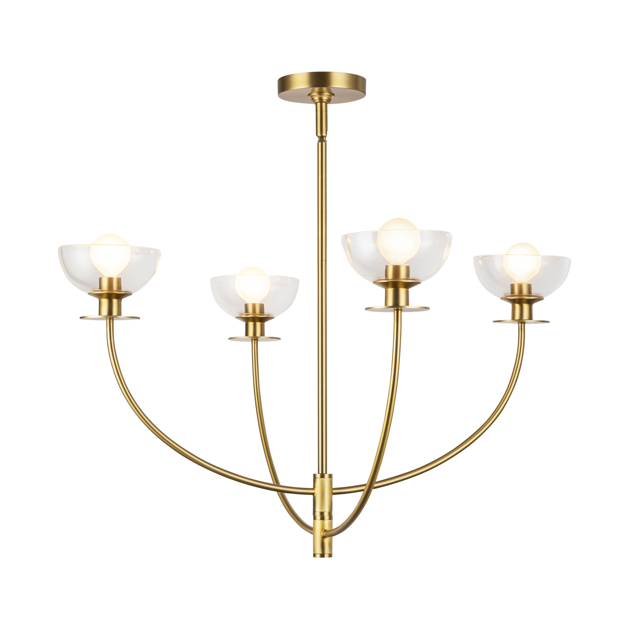 Photos - Chandelier / Lamp Alora Lighting CH515226 Sylvia 4 Light 26" Wide Chandelier Brushed Gold / Clear Glass Indoor Lighting Chandeliers CH515226BG
