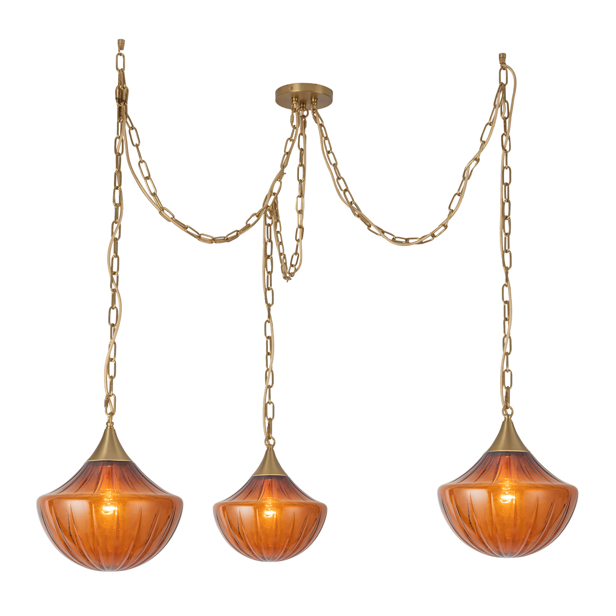 Photos - Chandelier / Lamp Wide Alora Lighting MP651312 Farrah 3 Light 12"  Multi Light Pendant Brushed Gold / Amber Indoor Lighting Pendants MP651312BG 