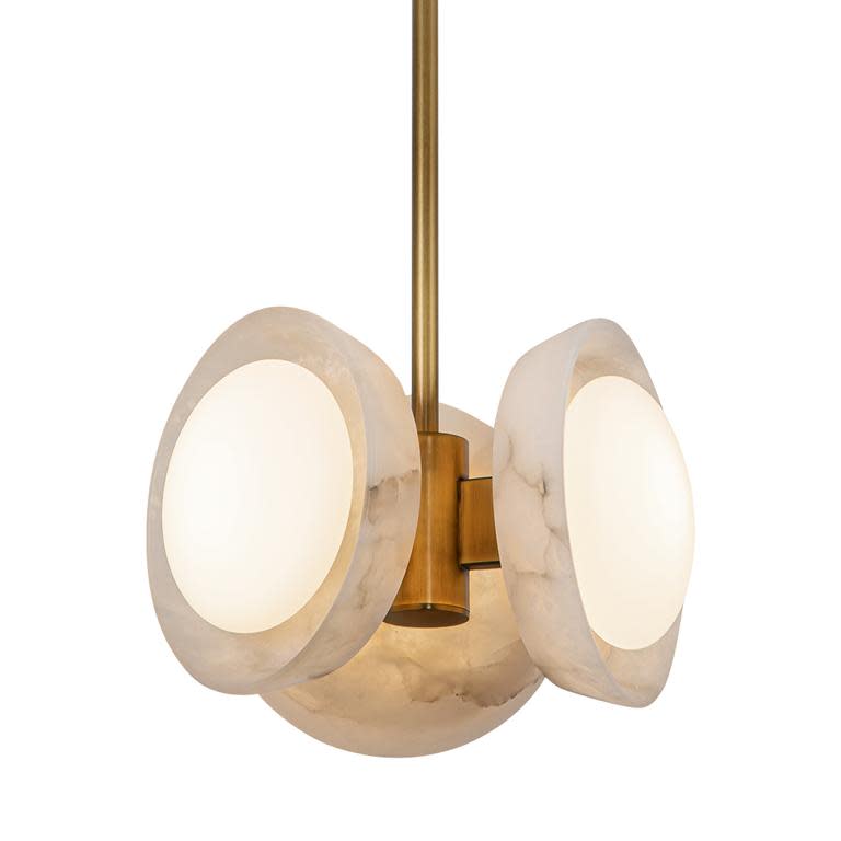 Photos - Chandelier / Lamp Wide Alora Lighting PD320313-UNV Alonso 13"  LED Multi Light Pendant Vintage Brass / Alabaster Indoor Lighting Pendants PD320 