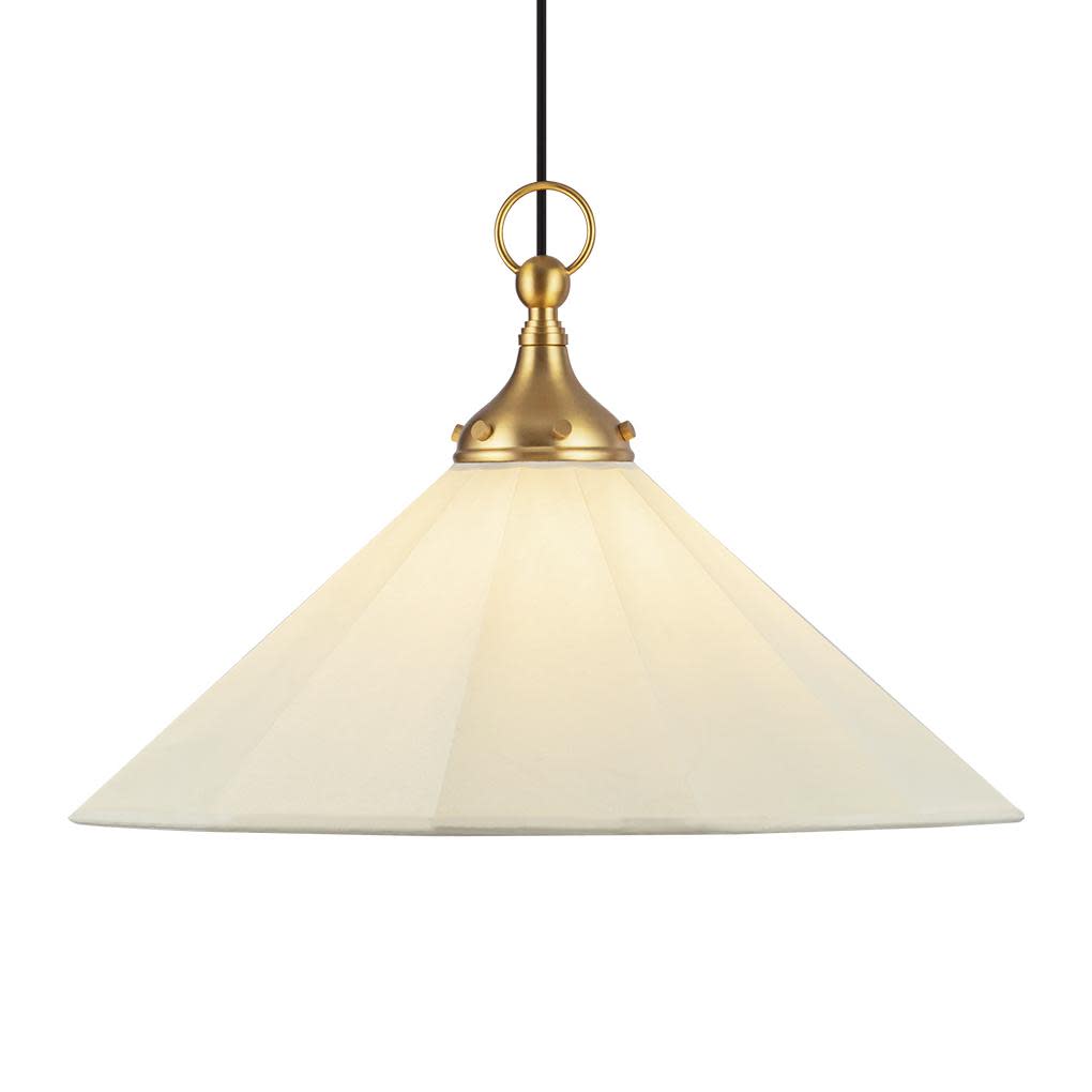 Photos - Chandelier / Lamp Alora Lighting PD447120 Ellen 20" Wide Pendant with Linen Shade Brushed Gold / White Linen Indoor Lighting Pendants PD447120