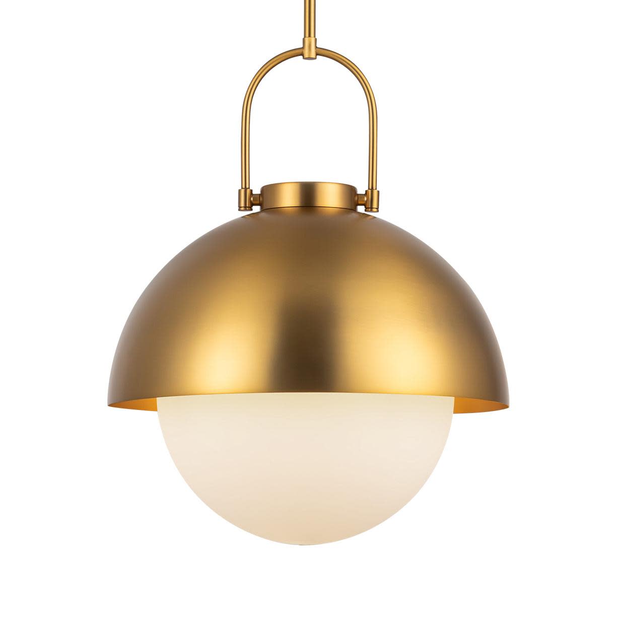 Photos - Chandelier / Lamp HARPER Alora Lighting PD507216OP 16" Wide Pendant with Opal Glass Shade Aged Gold Indoor Lighting Pendants PD507216AGOP