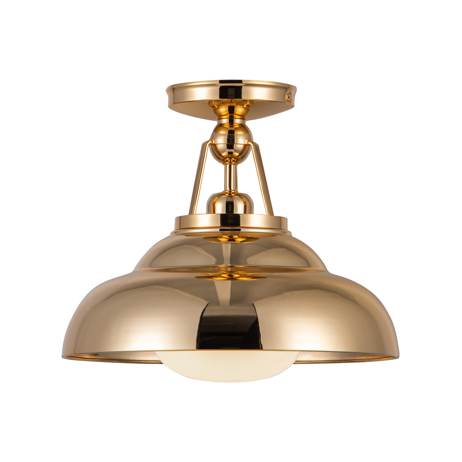 Photos - Chandelier / Lamp Alora Lighting SF344012 Palmetto 12" Wide Semi-flush Ceiling Fixture Polished Brass / Glossy Opal Glass Indoor Lighting Ceil