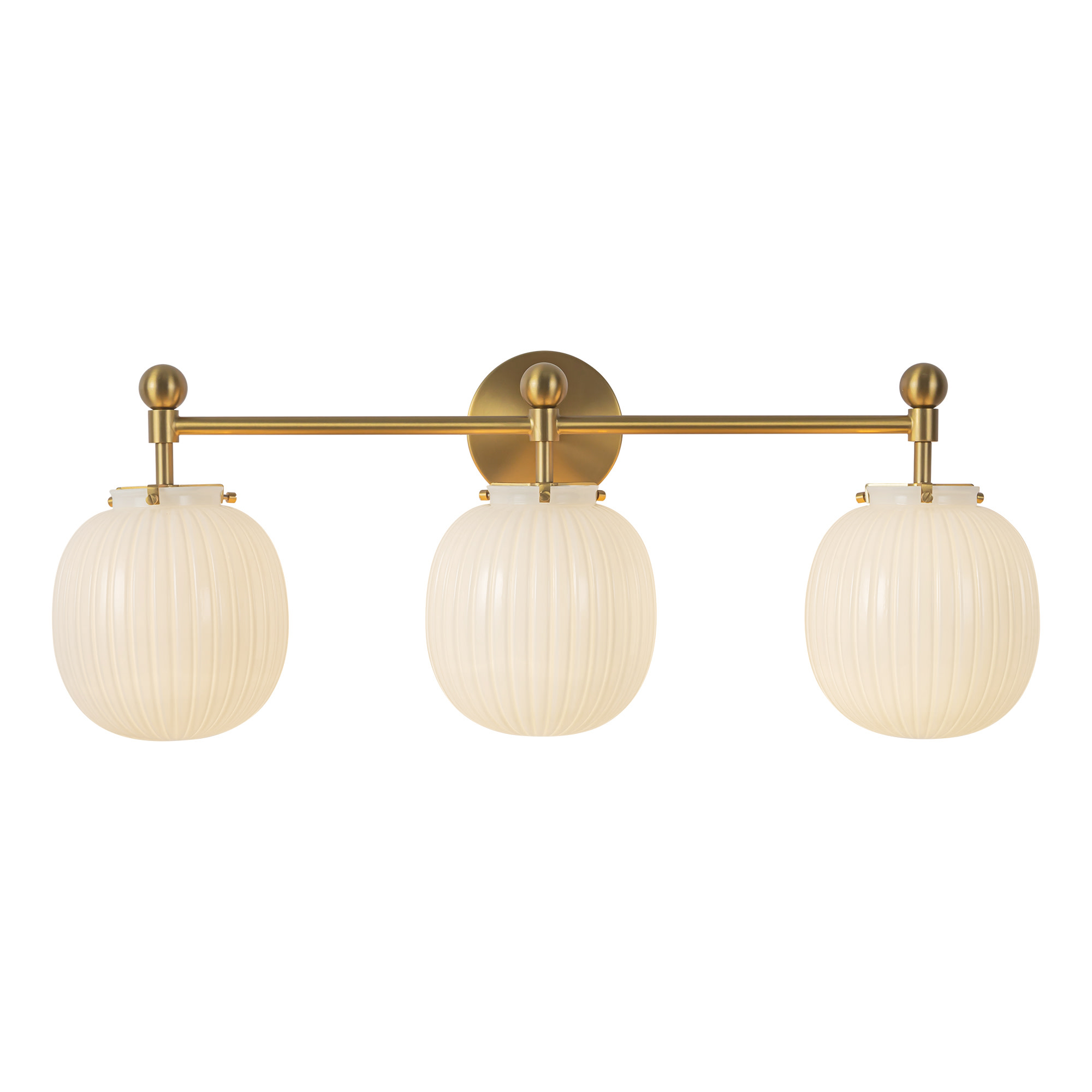 Photos - Chandelier / Lamp Wide Alora Lighting VL579328 Cherise 3 Light 28"  Vanity Light Brushed Gold / Glossy Ribbed Opal Glass Indoor Lighting Bathro 