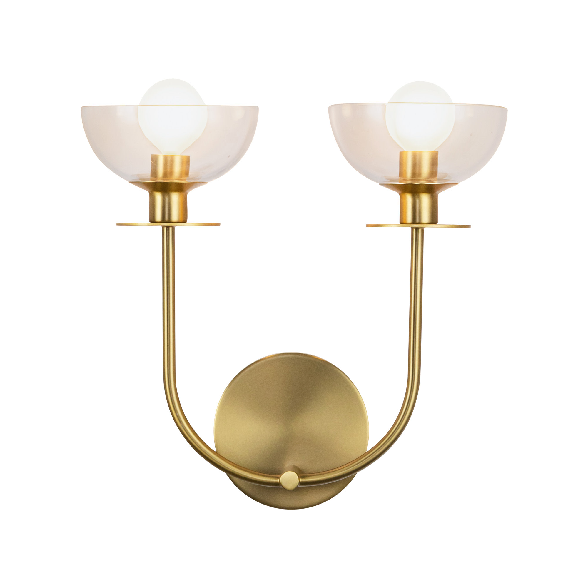 Photos - Chandelier / Lamp Alora Lighting WV515212 Sylvia 2 Light 6" Tall Bathroom Sconce Brushed Gold / Clear Glass Indoor Lighting Bathroom Fixtures