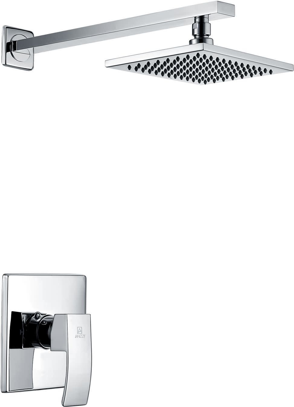 Anzzi SH-AZ041 Viace Shower Trim Package with Single Function Rain Shower Head Polished Chrome Showers Shower Only Pressure Balanced