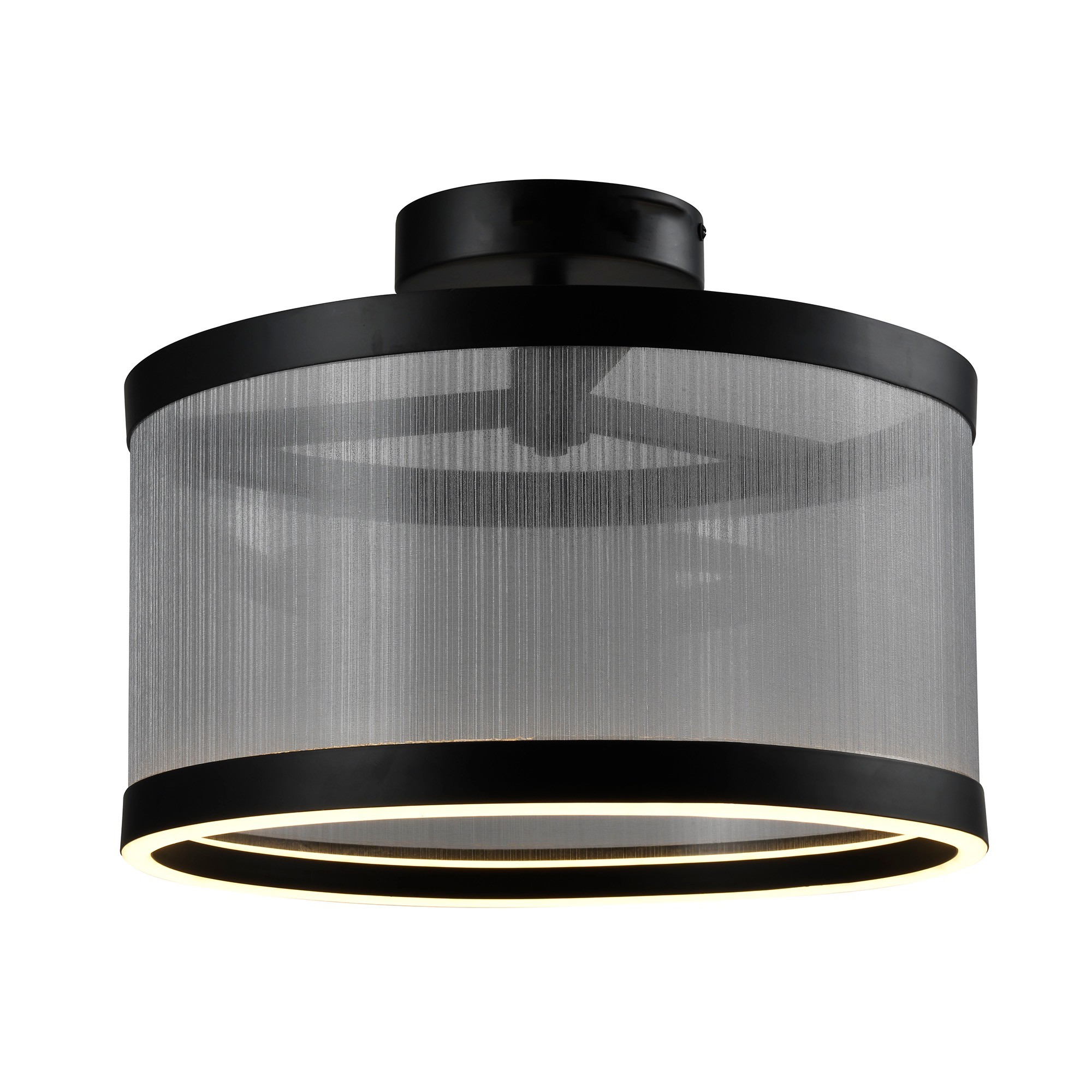 Photos - Chandelier / Lamp ArtCraft Lighting AC11893 Cora 15" Wide Semi-Flush Drum Ceiling Fixture Silver / Black Indoor Lighting Ceiling Fixtures Semi 