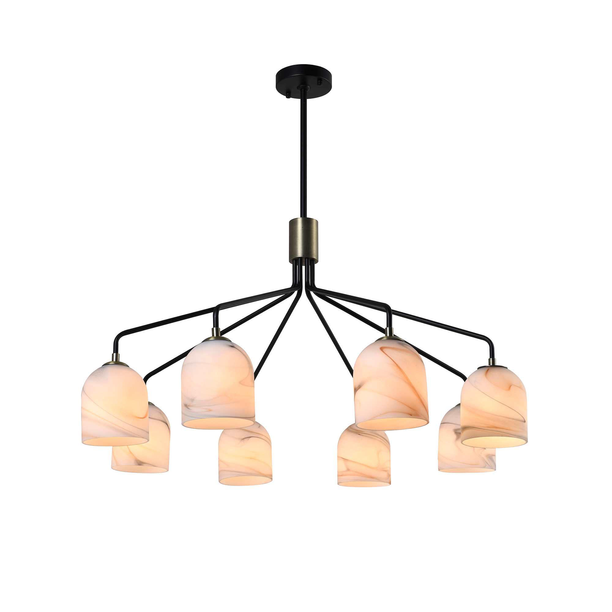 Photos - Chandelier / Lamp ArtCraft Lighting SC13378 Crema 8 Light 35" Wide Chandelier Black / Brushed Brass Indoor Lighting Chandeliers SC13378BB 